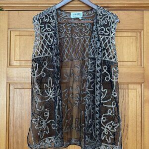 VINTAGE 70S SHEER EMBROIDERED VEST